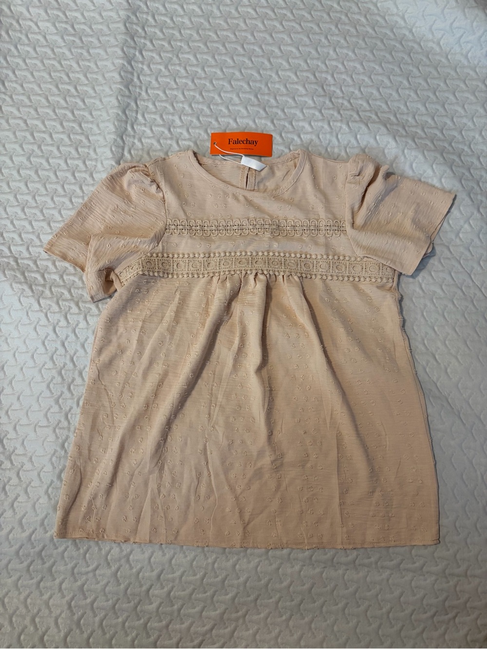 Cream Eyelet Short Sleeve Top